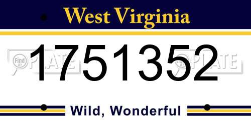 1751352 West Virginia License Plate