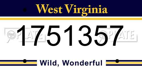 1751357 West Virginia License Plate