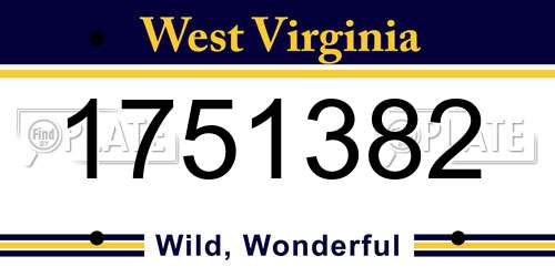 1751382 West Virginia License Plate