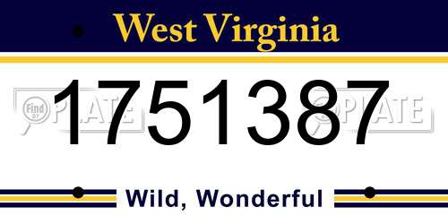 1751387 West Virginia License Plate