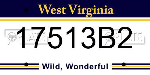 17513B2 West Virginia License Plate