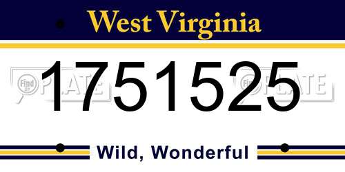 1751525 West Virginia License Plate