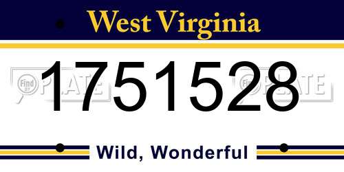 1751528 West Virginia License Plate