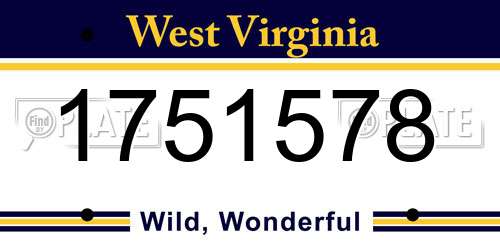 1751578 West Virginia License Plate