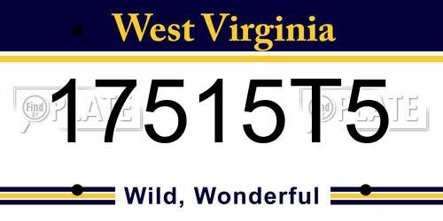 17515T5 West Virginia License Plate