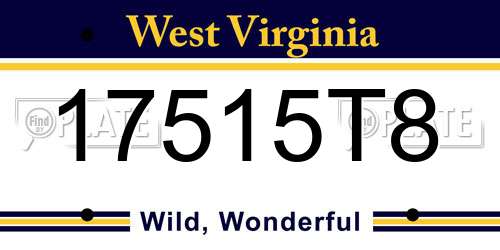 17515T8 West Virginia License Plate