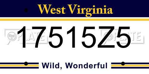 17515Z5 West Virginia License Plate