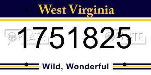 1751825 West Virginia License Plate