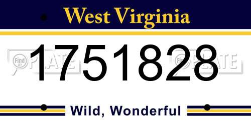 1751828 West Virginia License Plate