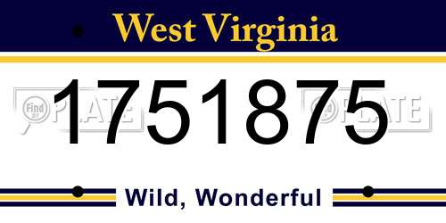 1751875 West Virginia License Plate