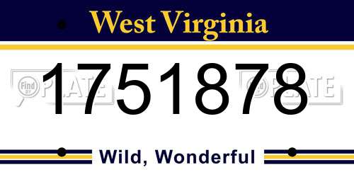 1751878 West Virginia License Plate