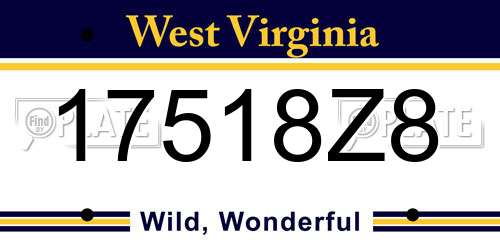 17518Z8 West Virginia License Plate