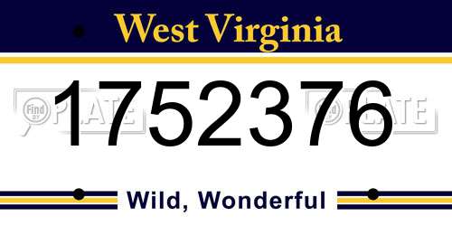 1752376 West Virginia License Plate