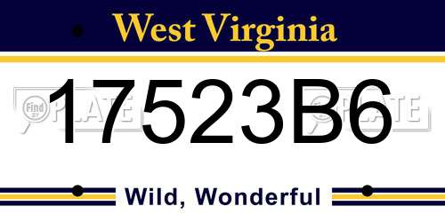 17523B6 West Virginia License Plate