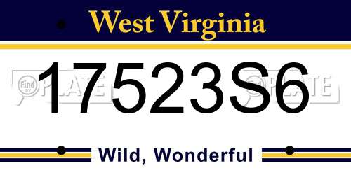 17523S6 West Virginia License Plate