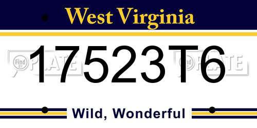 17523T6 West Virginia License Plate