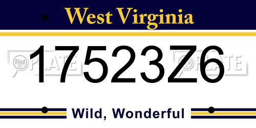 17523Z6 West Virginia License Plate