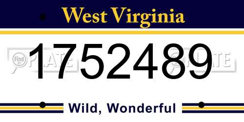 1752489 West Virginia License Plate