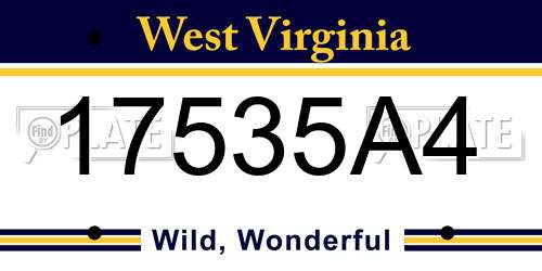 17535A4 West Virginia License Plate