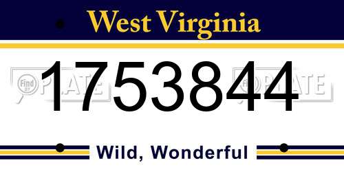 1753844 West Virginia License Plate
