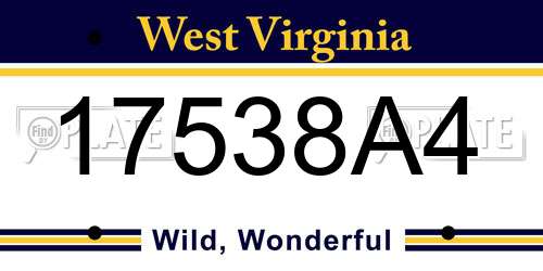 17538A4 West Virginia License Plate