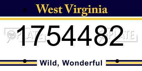 1754482 West Virginia License Plate