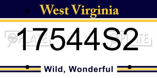 17544S2 West Virginia License Plate