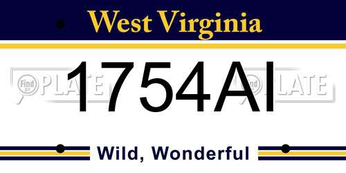 1754AI West Virginia License Plate