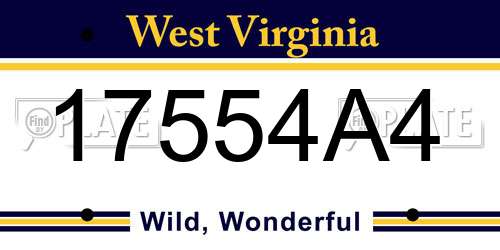 17554A4 West Virginia License Plate