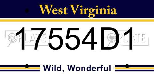 17554D1 West Virginia License Plate
