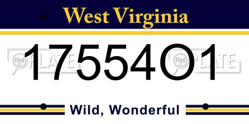 17554O1 West Virginia License Plate