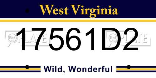 17561D2 West Virginia License Plate