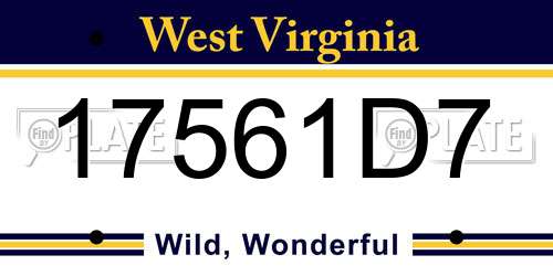 17561D7 West Virginia License Plate