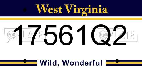17561Q2 West Virginia License Plate