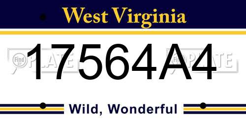 17564A4 West Virginia License Plate