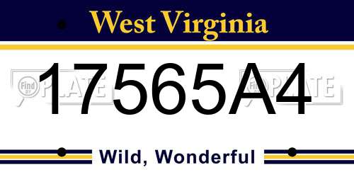 17565A4 West Virginia License Plate