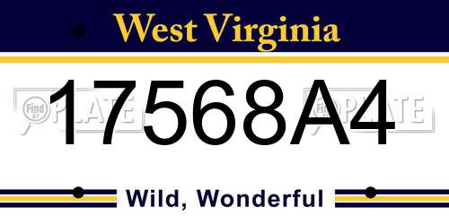 17568A4 West Virginia License Plate