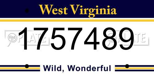 1757489 West Virginia License Plate