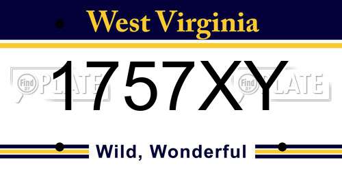 1757XY West Virginia License Plate