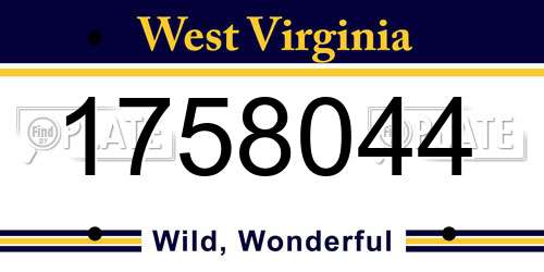 1758044 West Virginia License Plate