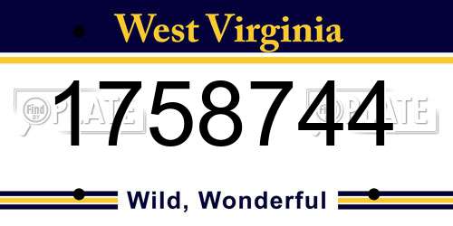 1758744 West Virginia License Plate
