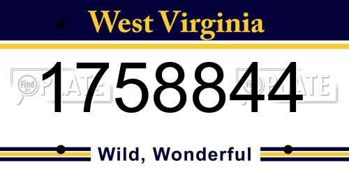 1758844 West Virginia License Plate