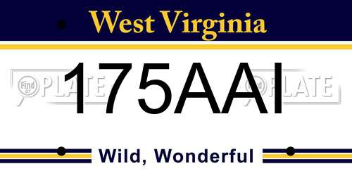 175AAI West Virginia License Plate