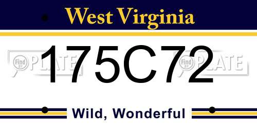 175C72 West Virginia License Plate