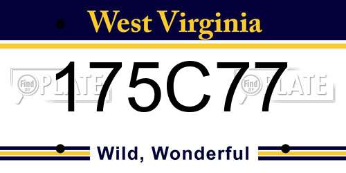 175C77 West Virginia License Plate