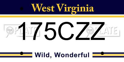 175CZZ West Virginia License Plate