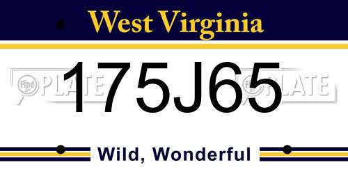 175J65 West Virginia License Plate