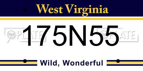 175N55 West Virginia License Plate