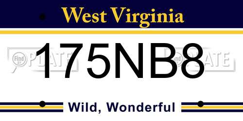 175NB8 West Virginia License Plate