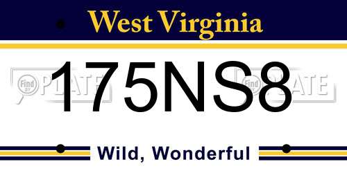 175NS8 West Virginia License Plate